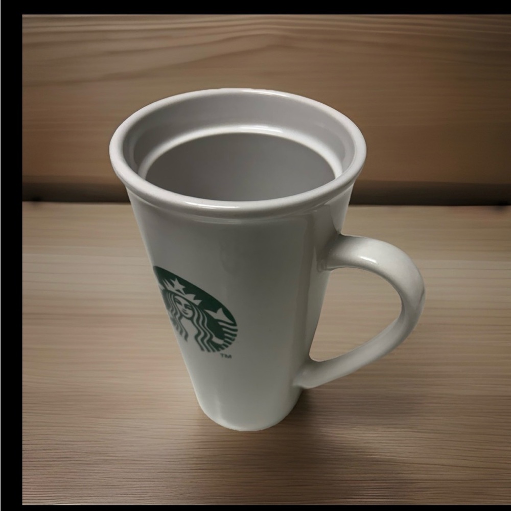 Starbucks White Tapered Mug with Green Logo